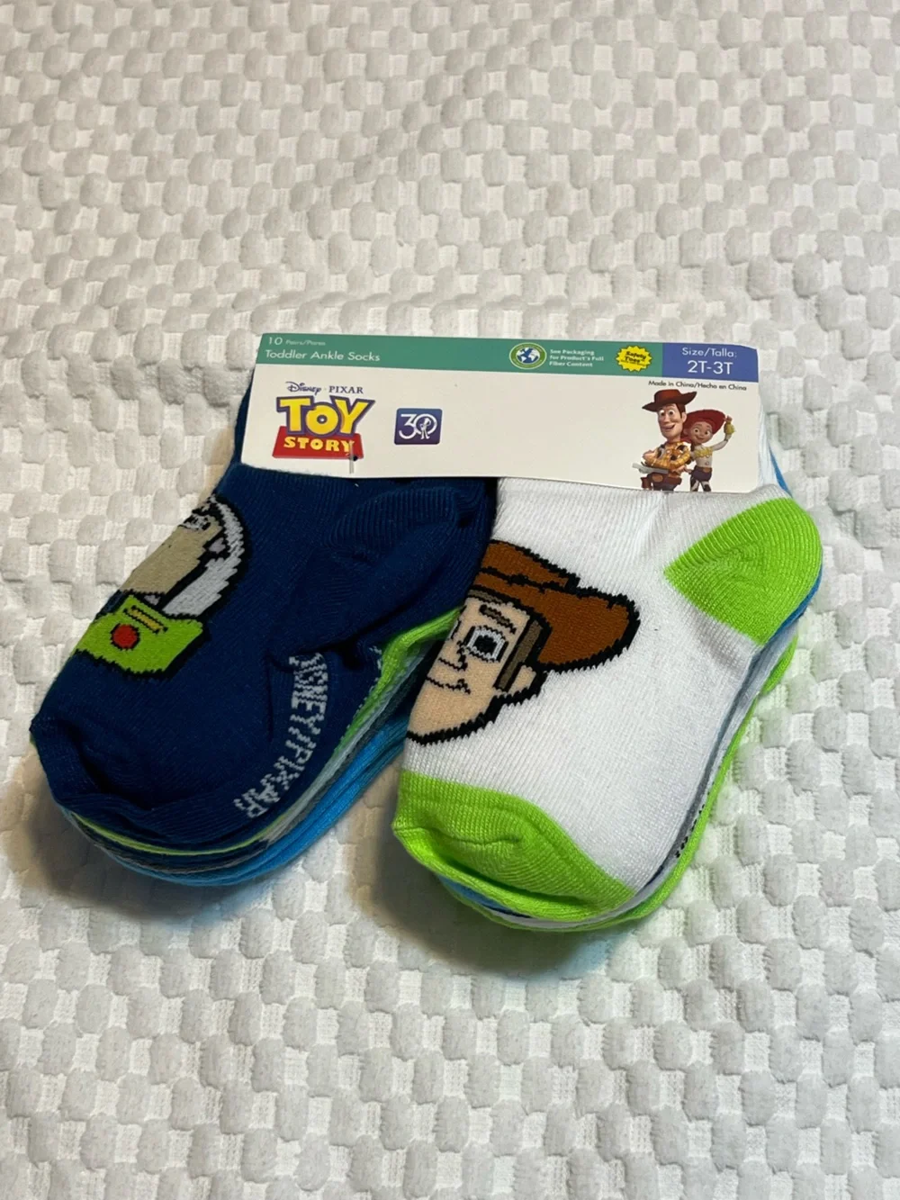 Disney Toy Story Toddler No-Show Socks - Navy, White & Lime